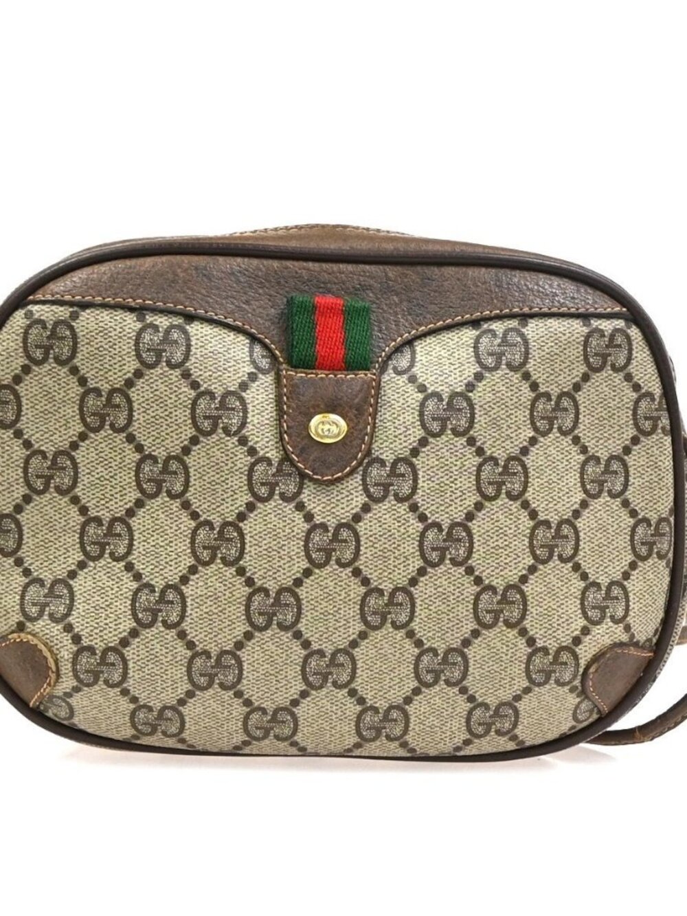 Gucci GG Web Sherry Line Small Crossbody shoulder Bag PVC leather brown 33SA049